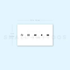 Music Media Controls Temporary Tattoo (Set Of 3) -Da Vinci Shop 1657953959 image1 st 750px
