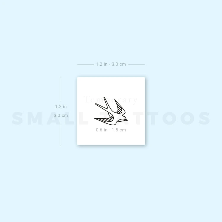 Small Swallow Outline Temporary Tattoo (Set Of 3) 4 Small Swallow Outline Temporary Tattoo (Set Of 3) - Image 2
