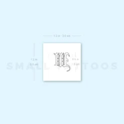 Old English W Letter Temporary Tattoo (Set Of 3) -Da Vinci Shop 1657966412 image1 st 750px