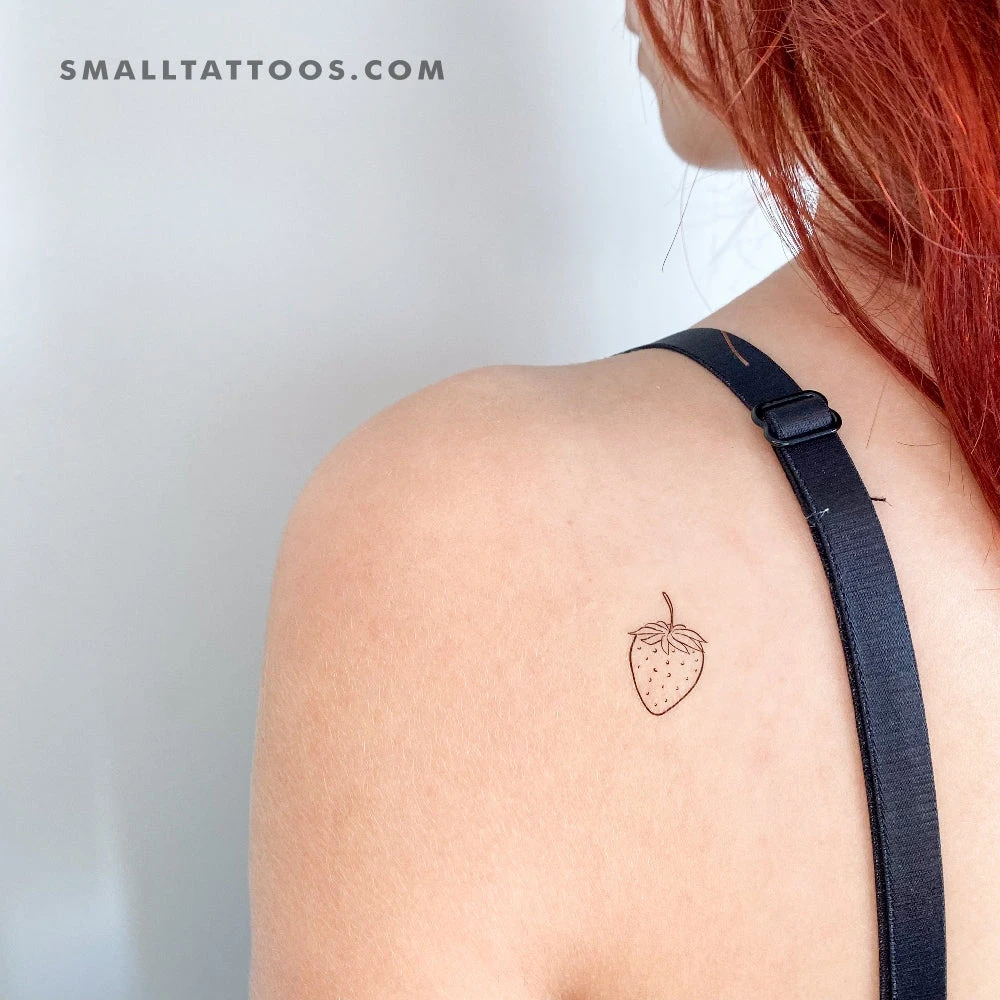 Strawberry Temporary Tattoo (Set Of 3) 3 Strawberry Temporary Tattoo (Set Of 3)