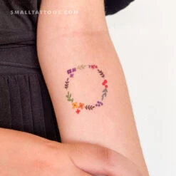 Flower Wreath Temporary Tattoo By Zihee (Set Of 3)