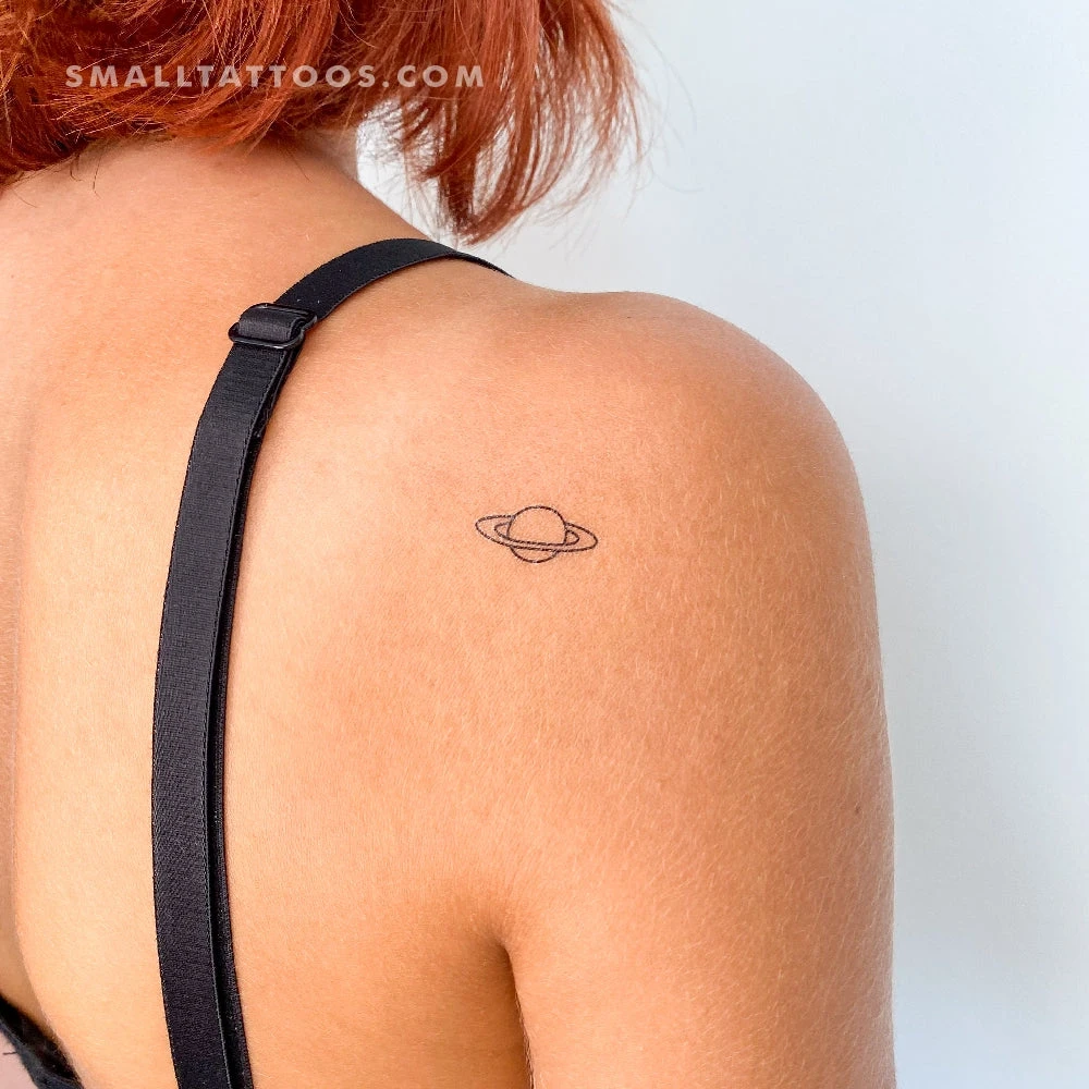 Small Saturn Temporary Tattoo (Set Of 3) 3 Small Saturn Temporary Tattoo (Set Of 3)