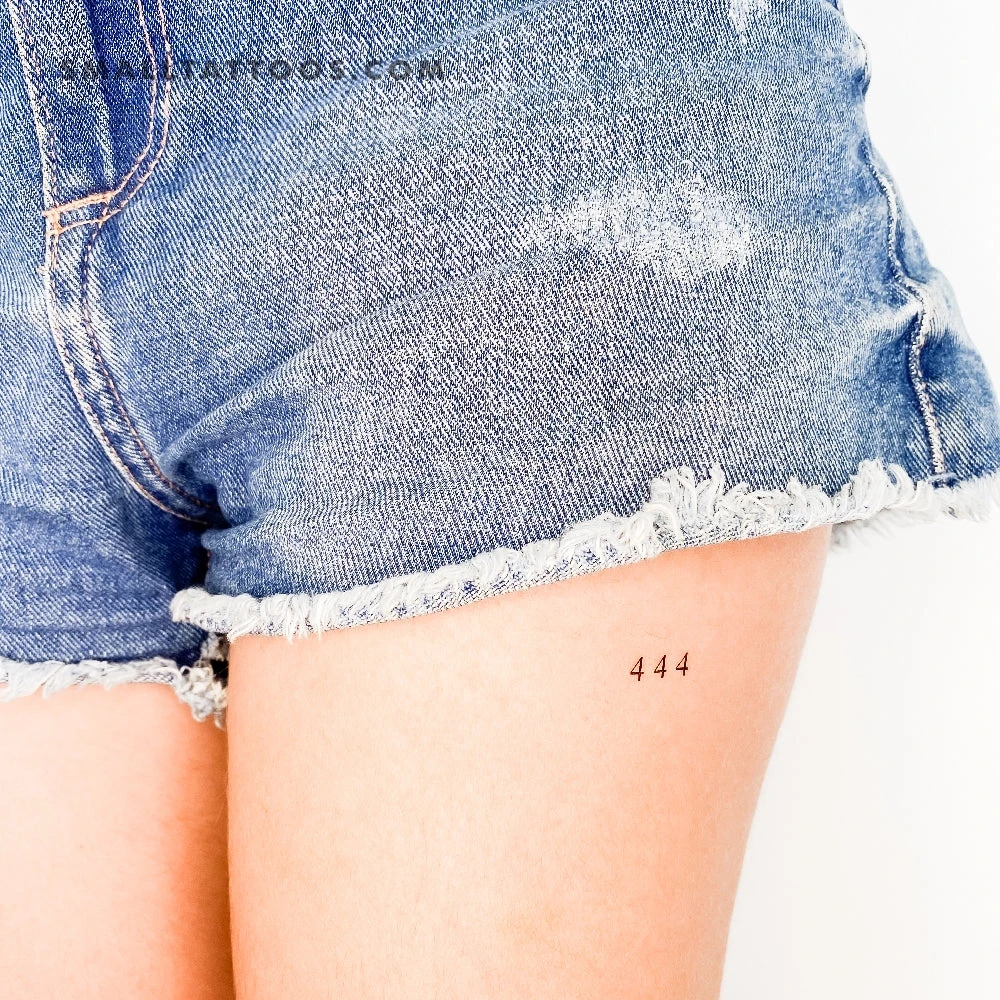Small 444 Angel Number Temporary Tattoo (Set Of 3) 6 Small 444 Angel Number Temporary Tattoo (Set Of 3) - Image 4