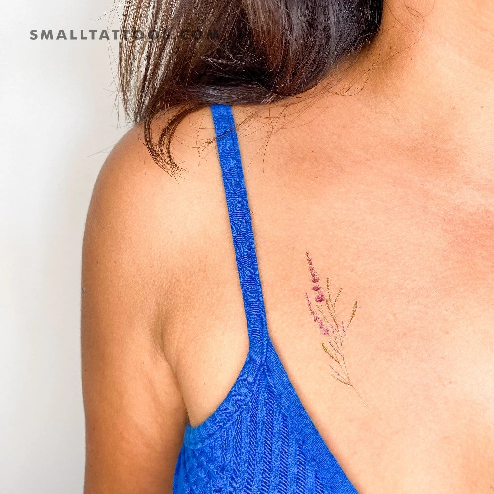 Lavender Temporary Tattoo By Mini Lau (Set Of 3) 3 Lavender Temporary Tattoo By Mini Lau (Set Of 3)