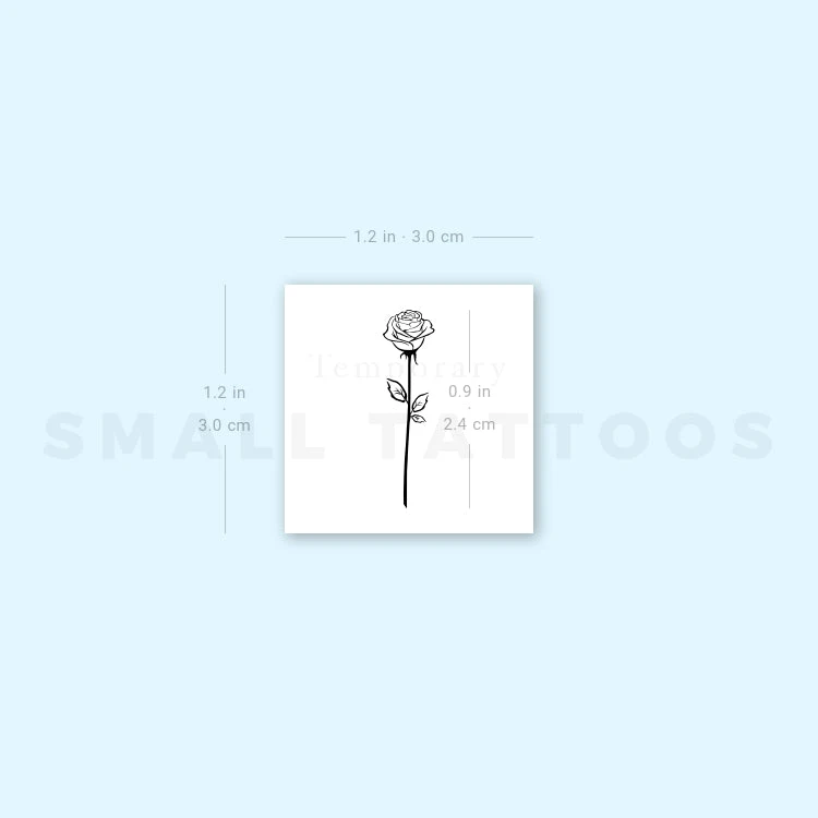 Small Fine Line Rose Outline Temporary Tattoo (Set Of 3) 6 Small Fine Line Rose Outline Temporary Tattoo (Set Of 3) - Image 4
