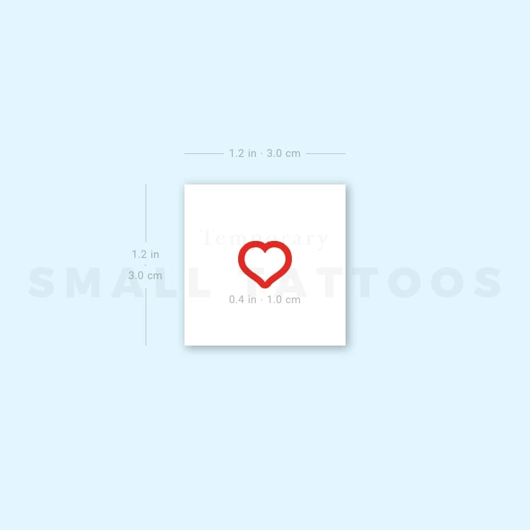 Tiny Red Heart Outline Temporary Tattoo (Set Of 3) 8 Tiny Red Heart Outline Temporary Tattoo (Set Of 3) - Image 6