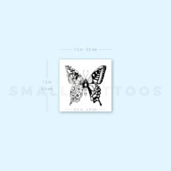 Small Half Floral Butterfly Temporary Tattoo - Set Of 3 -Da Vinci Shop 1693060400 image1 st 750px