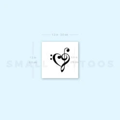 Small Music Heart Temporary Tattoo (Set Of 3) -Da Vinci Shop 1693061138 image1 st 750px