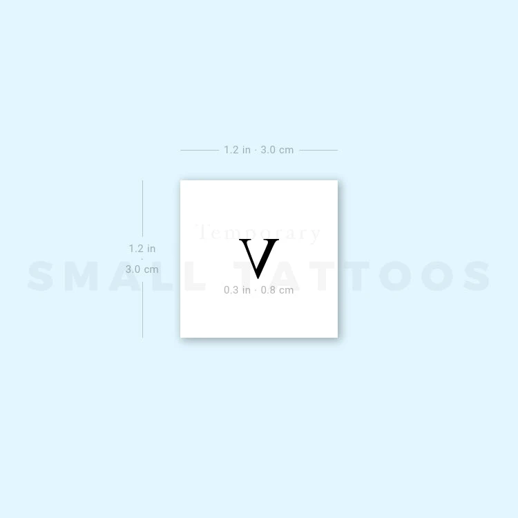 V Uppercase Serif Letter Temporary Tattoo (Set Of 3) 6 V Uppercase Serif Letter Temporary Tattoo (Set Of 3) - Image 4