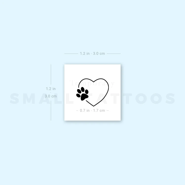 Heart & Paw Temporary Tattoo (Set Of 3) 6 Heart & Paw Temporary Tattoo (Set Of 3) - Image 4