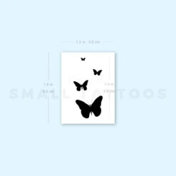 Four Black Butterflies Temporary Tattoo (Set Of 3) -Da Vinci Shop 1693128818 image1 st 750px
