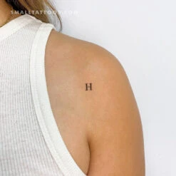 H Uppercase Serif Letter Temporary Tattoo (Set Of 3) -Da Vinci Shop 1694621684241
