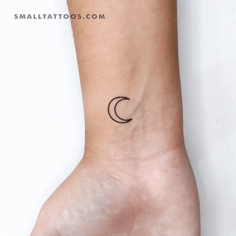 Crescent Moon Outline Temporary Tattoo (Set Of 3) 3 Crescent Moon Outline Temporary Tattoo (Set Of 3)