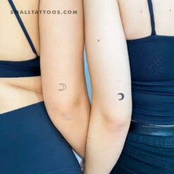 Matching Crescent Moon Temporary Tattoo(Set Of 3+3)