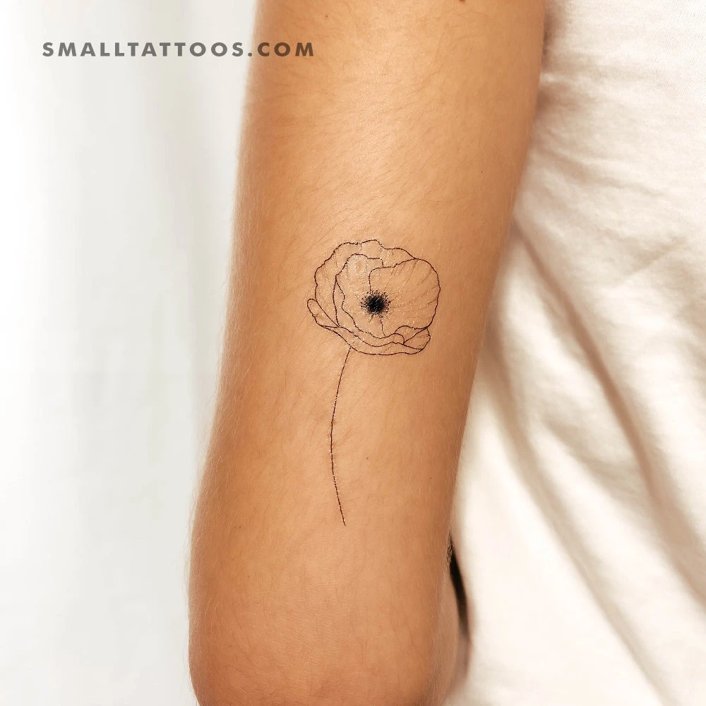 Fine Line Poppy Temporary Tattoo (Set Of 3) 4 Fine Line Poppy Temporary Tattoo (Set Of 3) - Image 2