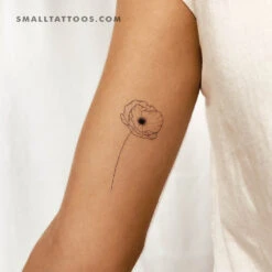 Fine Line Poppy Temporary Tattoo (Set Of 3)