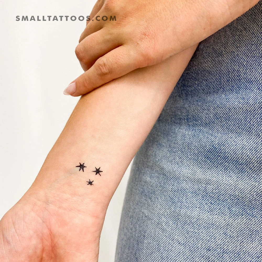 Minimalist Three Stars Temporary Tattoo (Set Of 3) 3 Minimalist Three Stars Temporary Tattoo (Set Of 3)