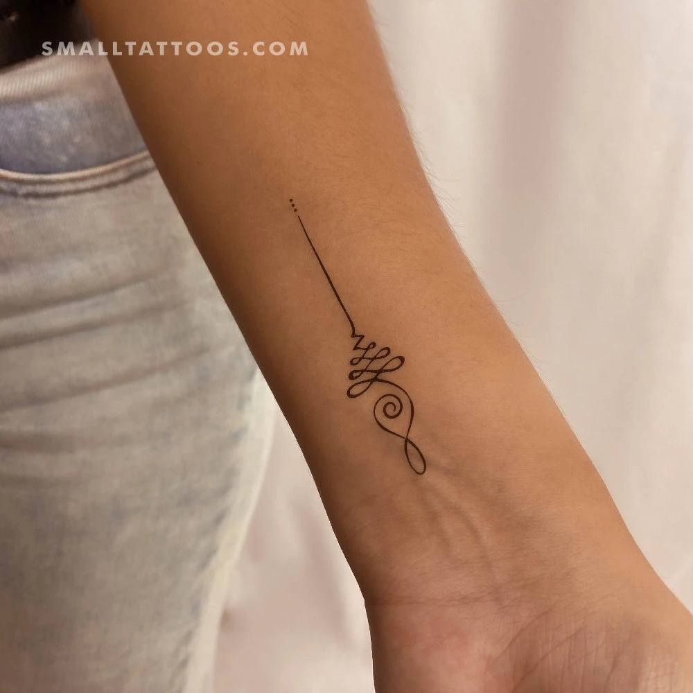 Fine Line Unalome Temporary Tattoo - Set Of 3 3 Fine Line Unalome Temporary Tattoo - Set Of 3