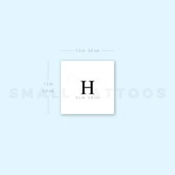 H Uppercase Serif Letter Temporary Tattoo (Set Of 3) -Da Vinci Shop 1696763318 image1 st 750px