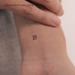 B Uppercase Typewriter Letter Temporary Tattoo (Set Of 3)