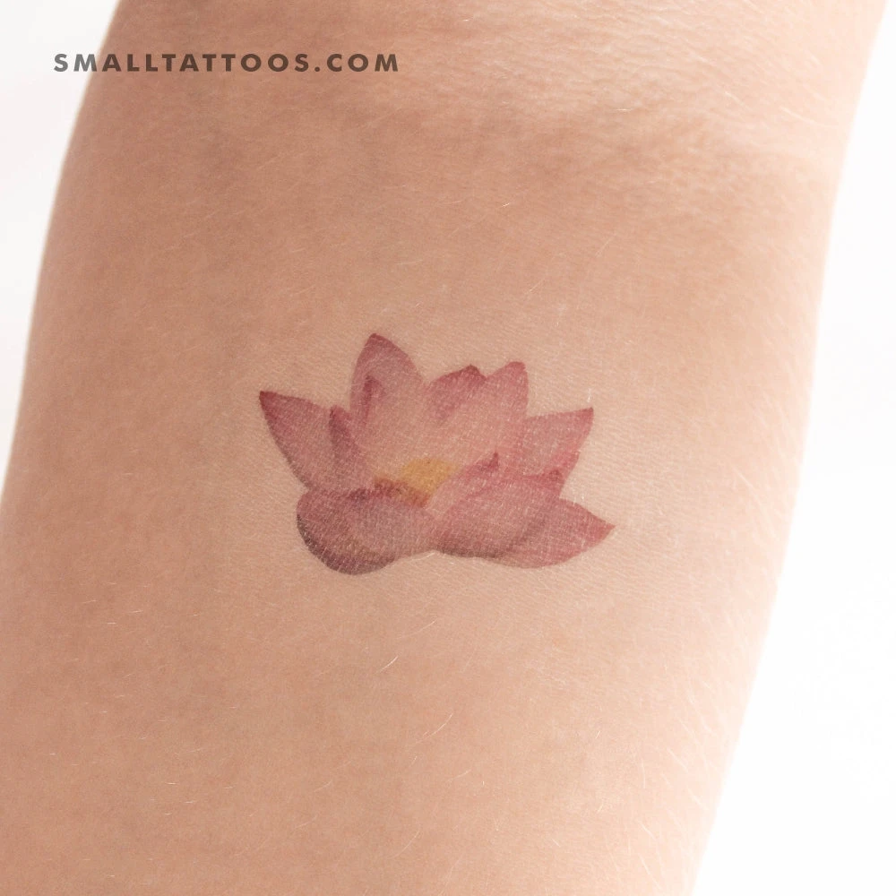 Realistic Pink Lotus Temporary Tattoo (Set Of 3) 3 Realistic Pink Lotus Temporary Tattoo (Set Of 3)