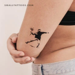 Banksy's Flower Thrower Temporary Tattoo (Set Of 3)