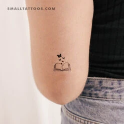 Small Butterfly Book Temporary Tattoo (Set Of 3)