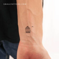 Bird Cage Temporary Tattoo (Set Of 3)