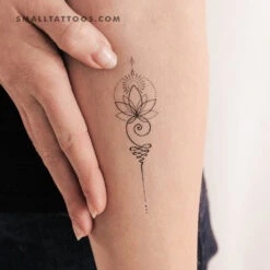 Enlightened Unalome Lotus Temporary Tattoo (Set Of 3)