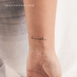 Handwritten Font Breathe Temporary Tattoo (Set Of 3)