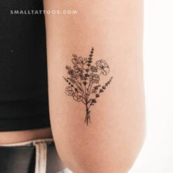 Flower Bouquet Temporary Tattoo (Set Of 3)
