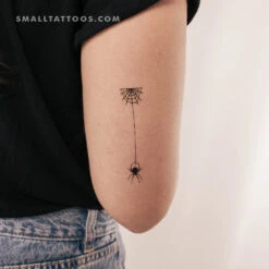 Spiderweb Hanging Spider Temporary Tattoo (Set Of 3)