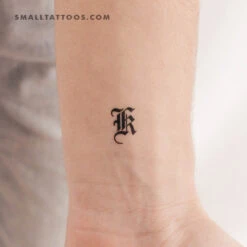 Gothic Style Uppercase K Letter Temporary Tattoo (Set Of 3)