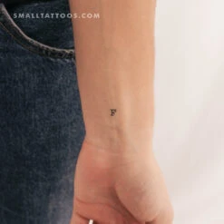 F Uppercase Typewriter Letter Temporary Tattoo (Set Of 3)