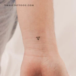 V Uppercase Typewriter Letter Temporary Tattoo (Set Of 3)