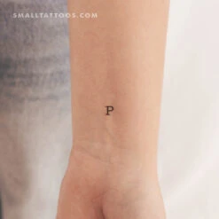P Uppercase Typewriter Letter Temporary Tattoo (Set Of 3)