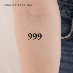 999 Angel Number Temporary Tattoo (Set Of 3)