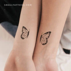 Matching Half Butterflies Temporary Tattoos (Set Of 3+3)