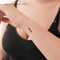 Three Tiny Black Hearts Temporary Tattoo (Set Of 3)