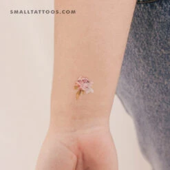 Small Pink Peony By Ann Lilya Temporary Tattoo (Set Of 3)