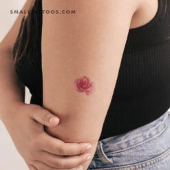 Pink Rose Head Temporary Tattoo By Mini Lau (Set Of 3)