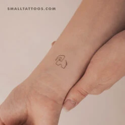 One Line Elephant Temporary Tattoo (Set Of 3)