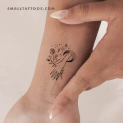 Flower Holding Moon Hand Temporary Tattoo By Tukoi (Set Of 3)