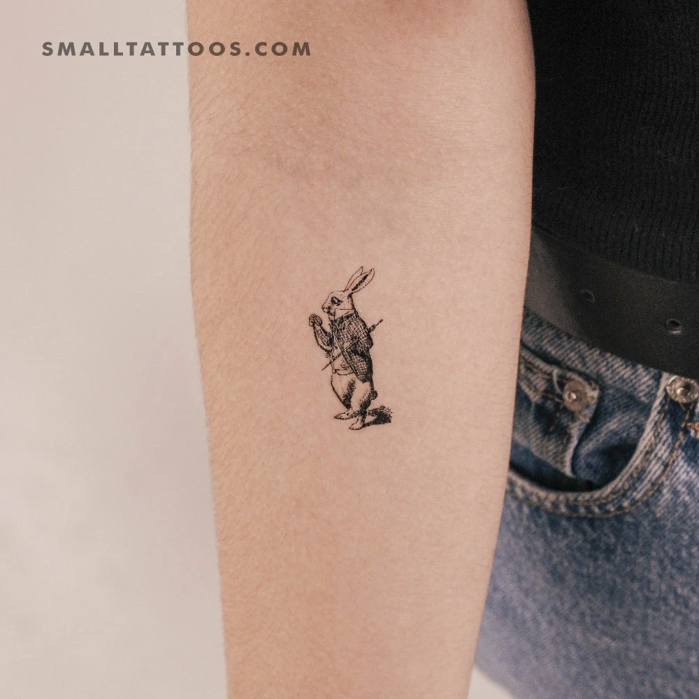 White Rabbit Temporary Tattoo (Set Of 3) 3 White Rabbit Temporary Tattoo (Set Of 3)