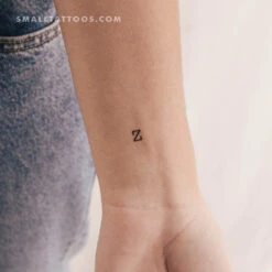 Z Uppercase Typewriter Letter Temporary Tattoo (Set Of 3)