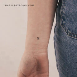 X Lowercase Typewriter Letter Temporary Tattoo (Set Of 3)