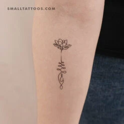 Continuous Line Unalome Lotus Temporary Tattoo (Set Of 3)