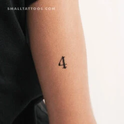Old English Number 4 Temporary Tattoo (Set Of 3)