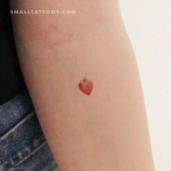 Watercolor Strawberry Temporary Tattoo (Set Of 3)