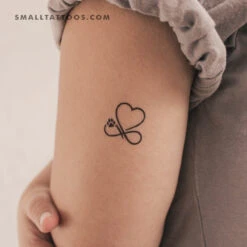 Infinity Heart And Dog Paw Print Temporary Tattoo (Set Of 3)